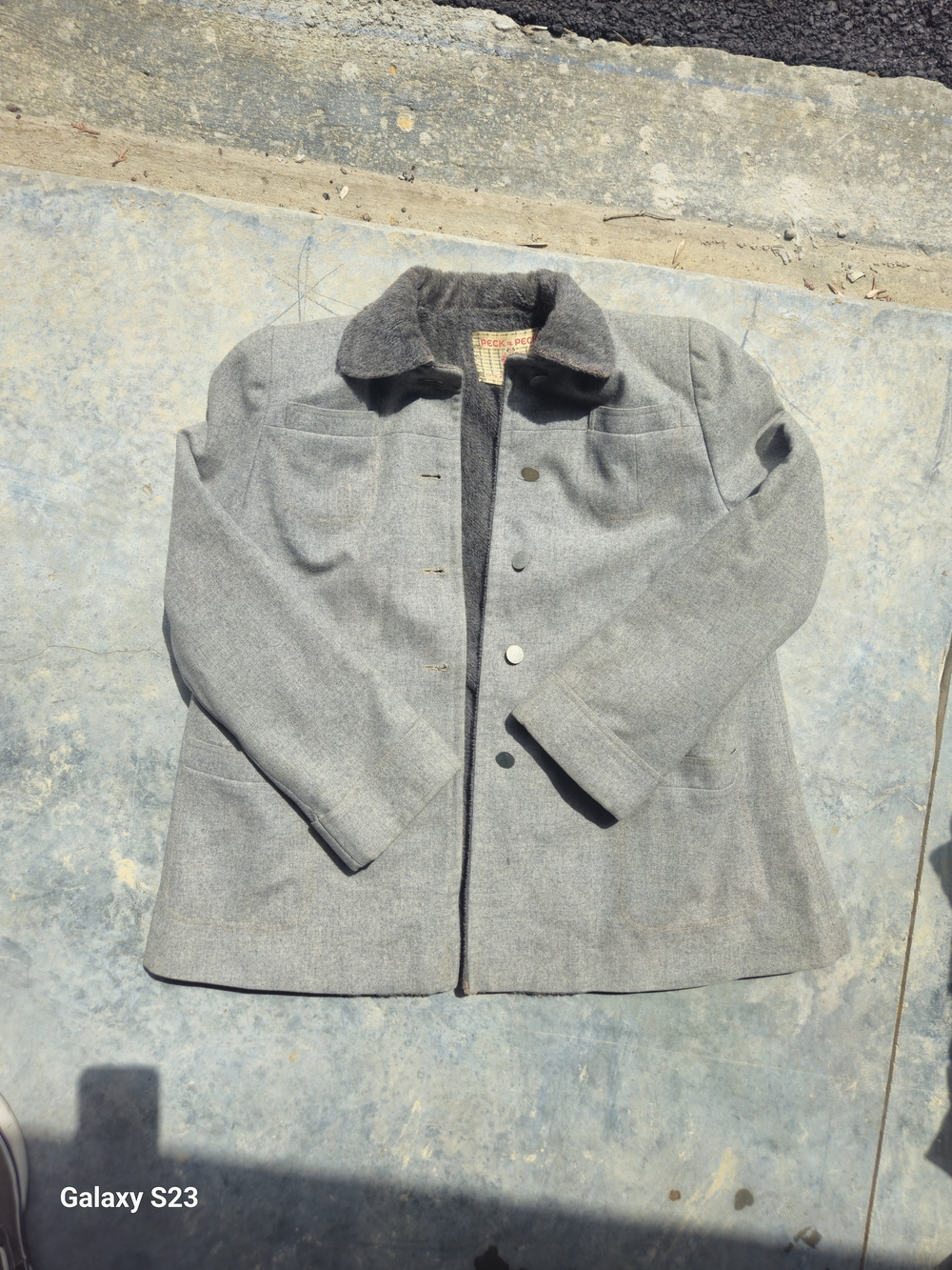 Peck & Peck Wool Jacket Womens Large Gray Button Front Fifth Avenue New York